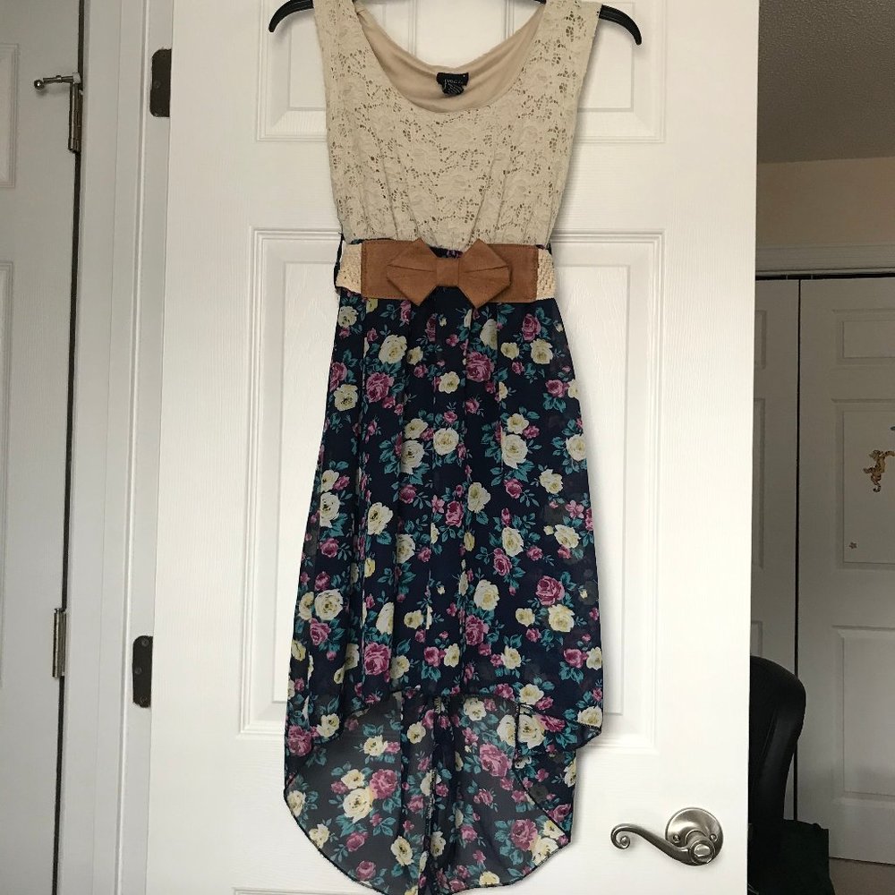 🟡SOLD🟡Rue21 Floral High Low Dress with Bow - Picture 1 of 7